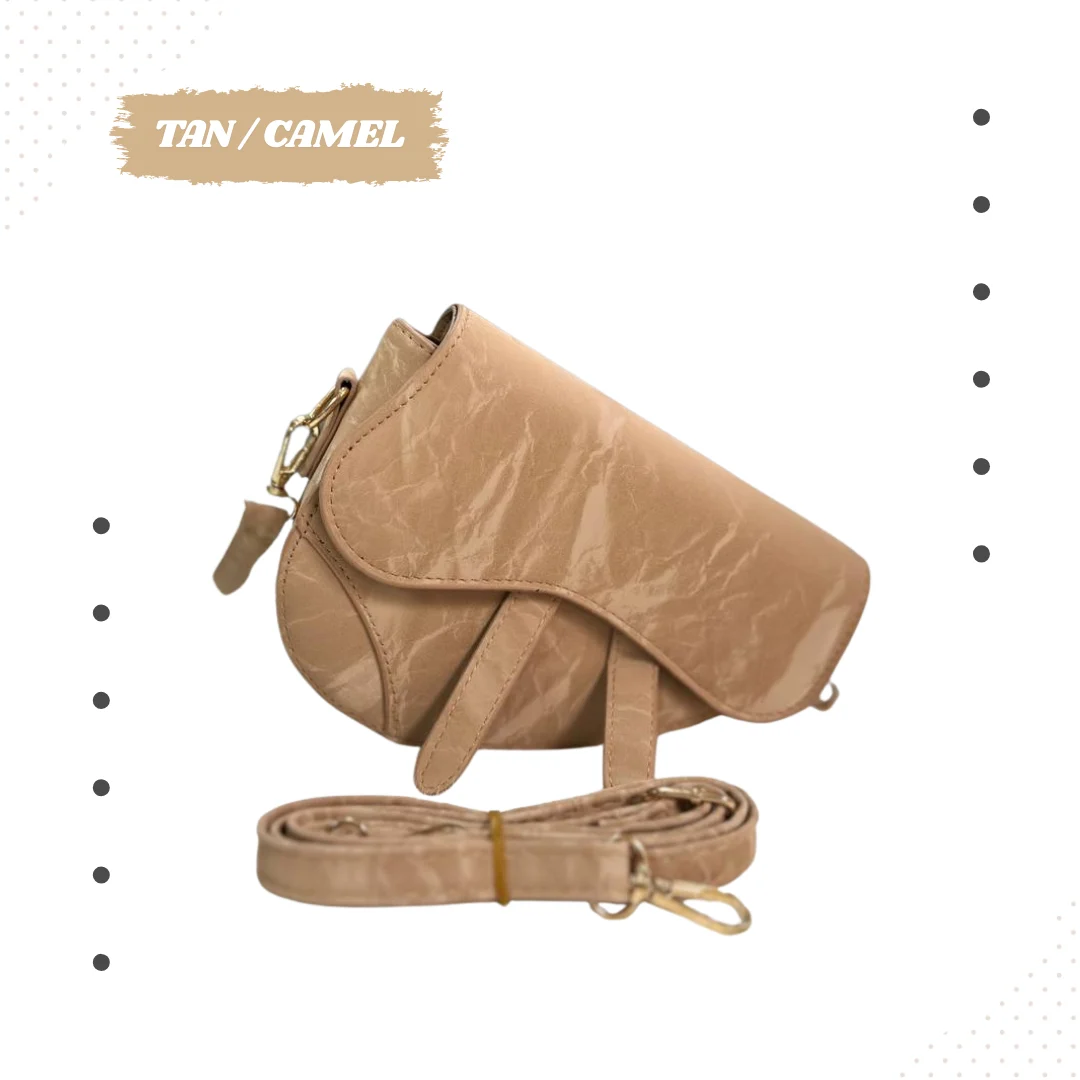 Textured Vegan Leather Saddle Bag